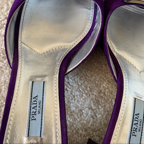 Prada Jeweled-Buckle Suede Mule Slide Sandal 36.5 - Picture 12 of 14